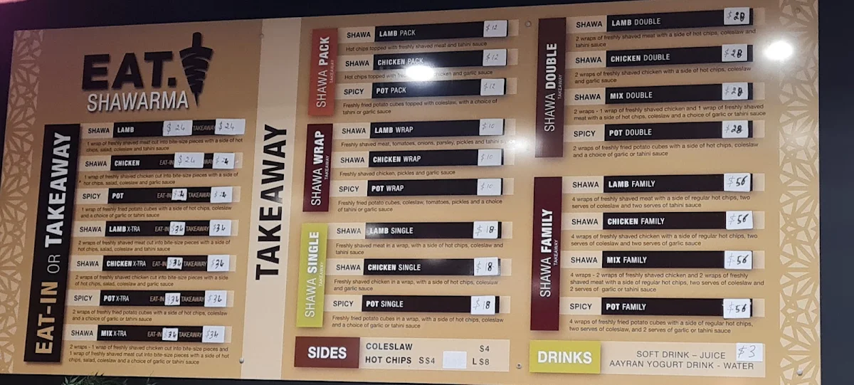 Menu, Eat Shawarma