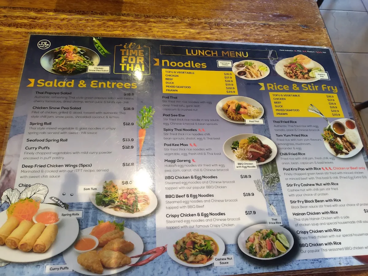 Menu, It's Time for Thai