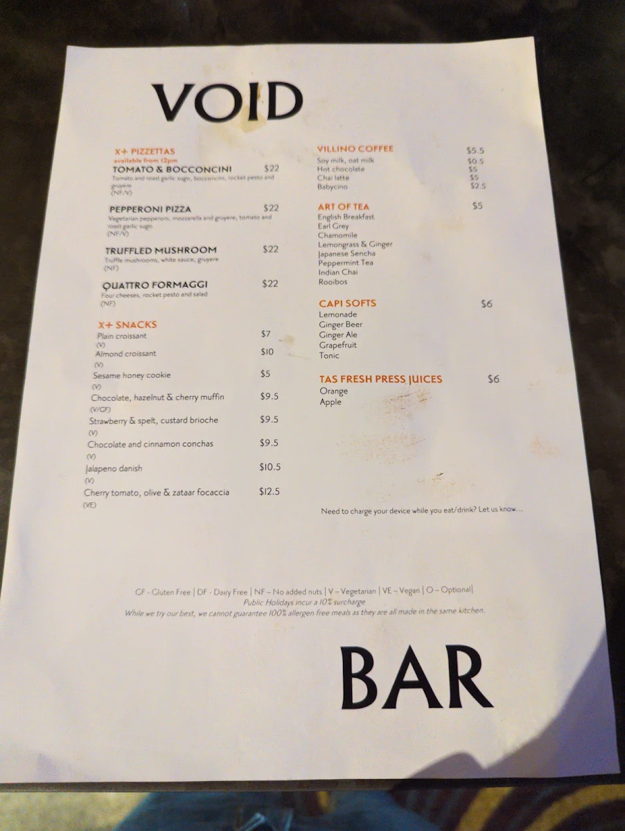 Menu, Void Bar