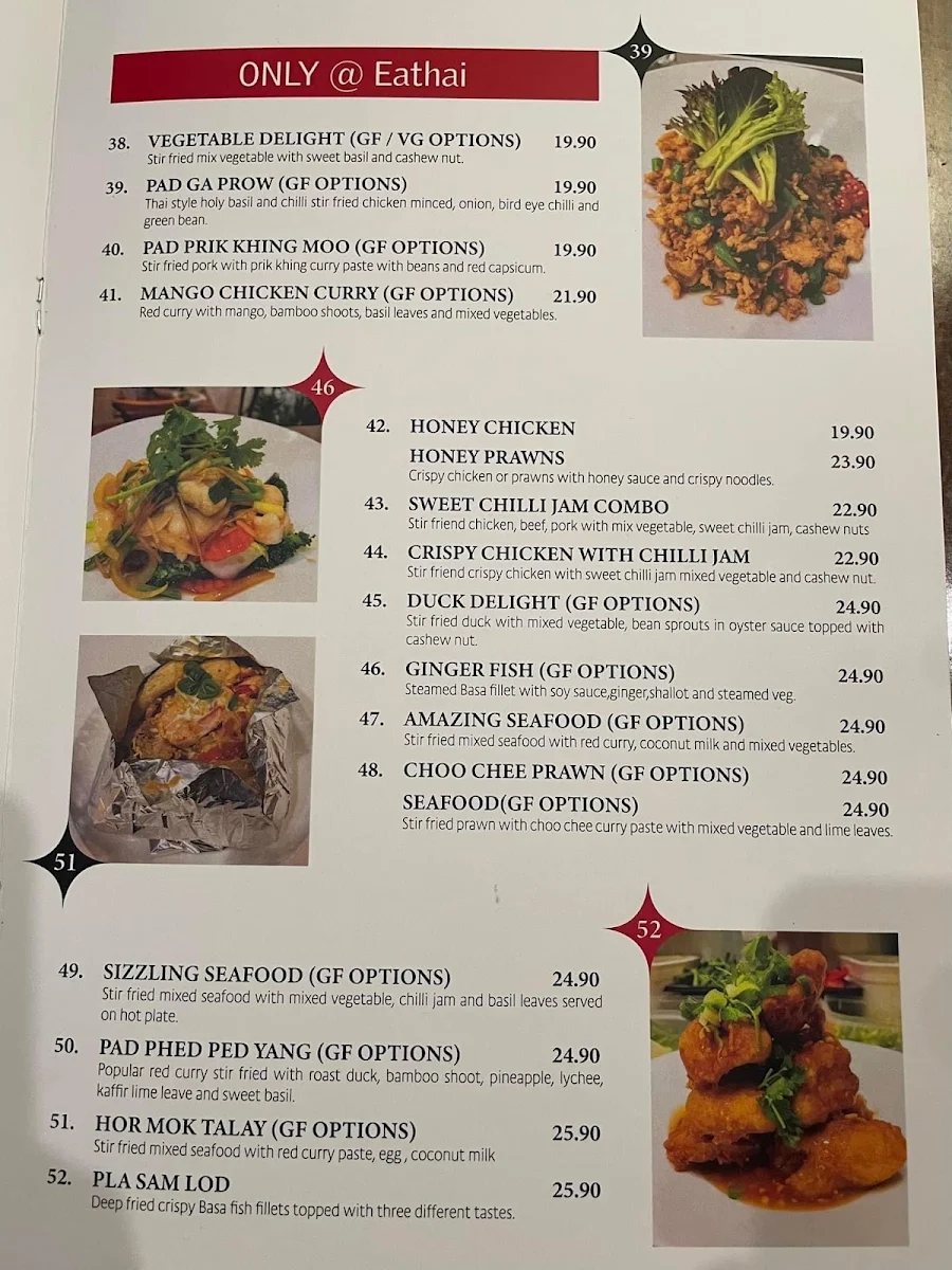 Menu, EATHAI @Murwillumbah