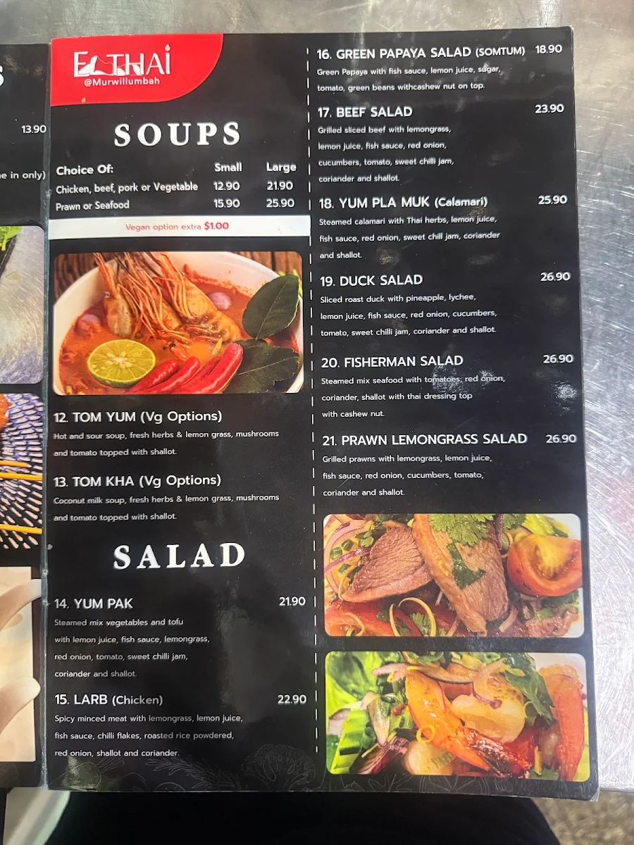 Menu, EATHAI @Murwillumbah