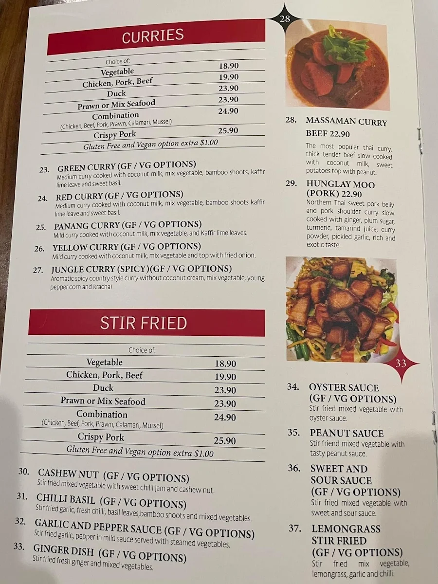 Menu, EATHAI @Murwillumbah