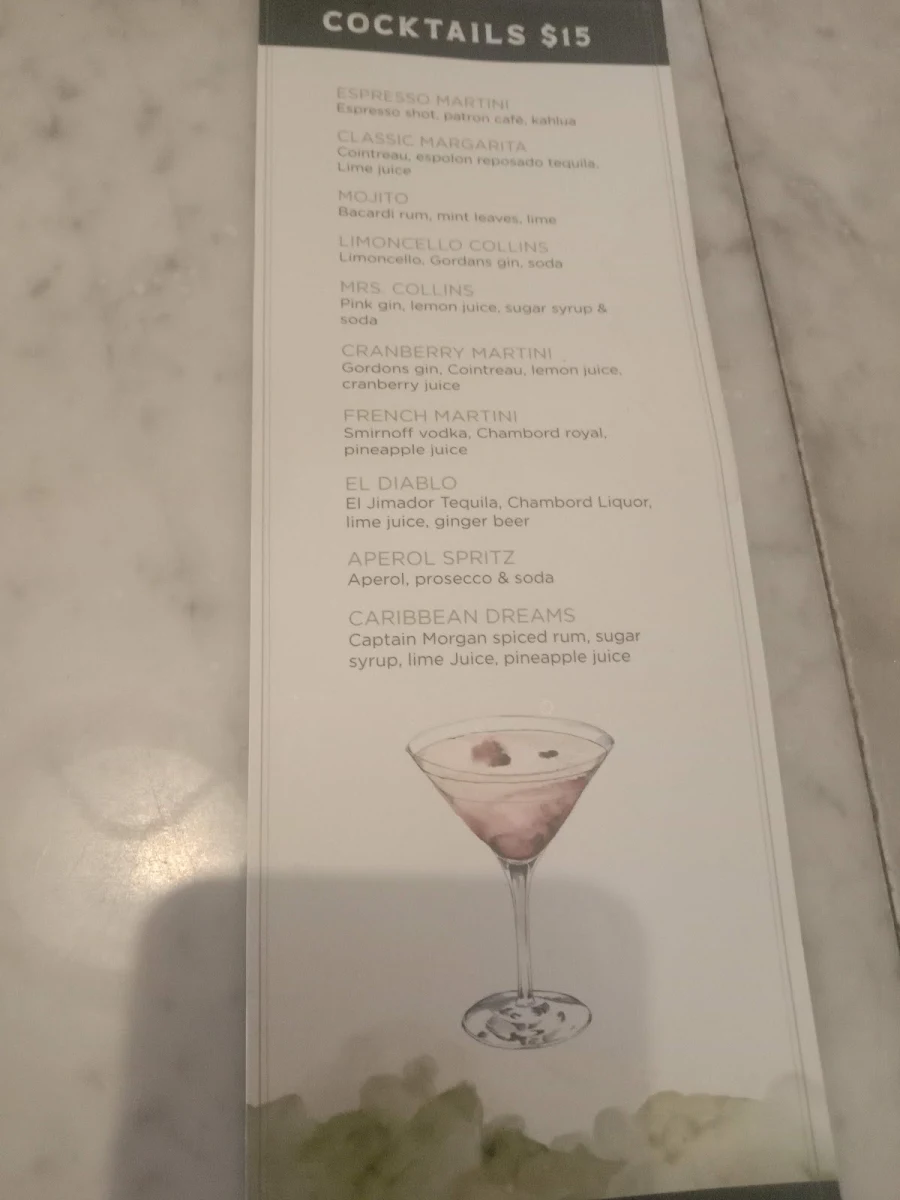 Menu, Milestone Hotel