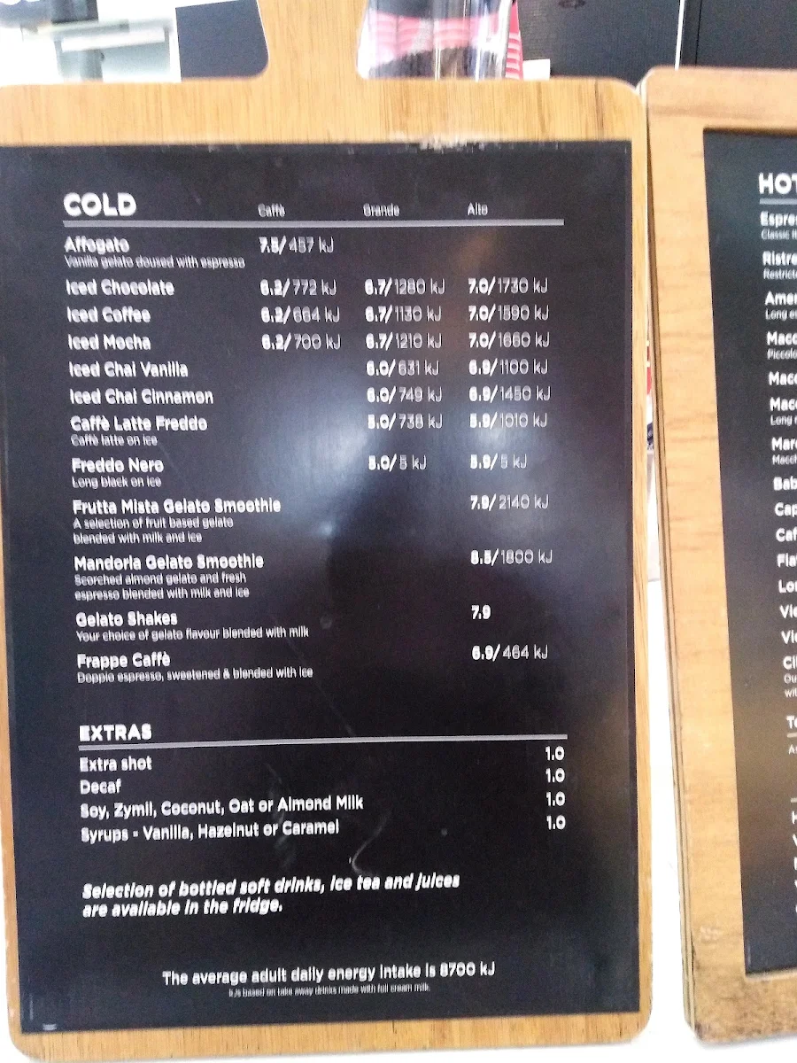 Menu, CIBO Espresso