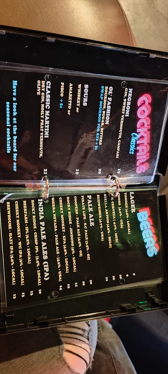 Menu, YONDER BAR