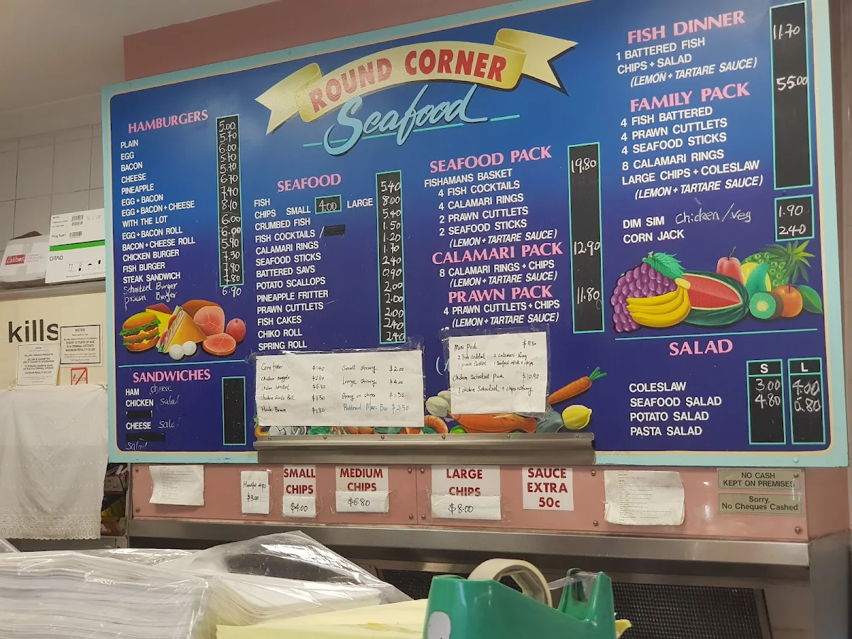 Menu, Round Corner Seafood