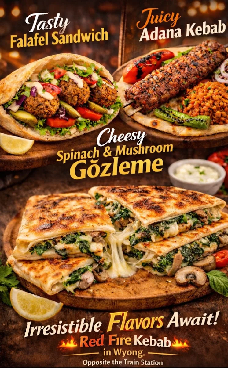 Menu, Red Fire pizza and kebab