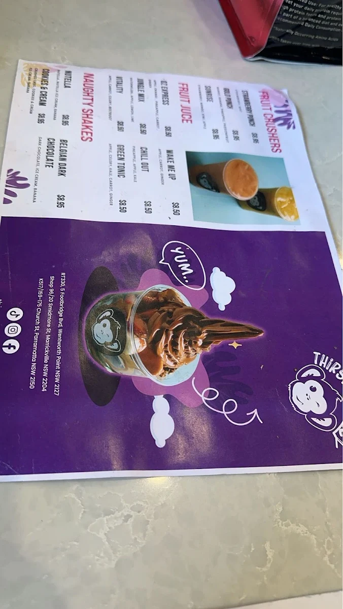 Menu, Thirsty monkey