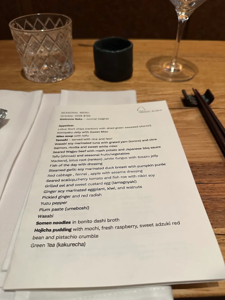 Menu, Temaki Sushi Melbourne
