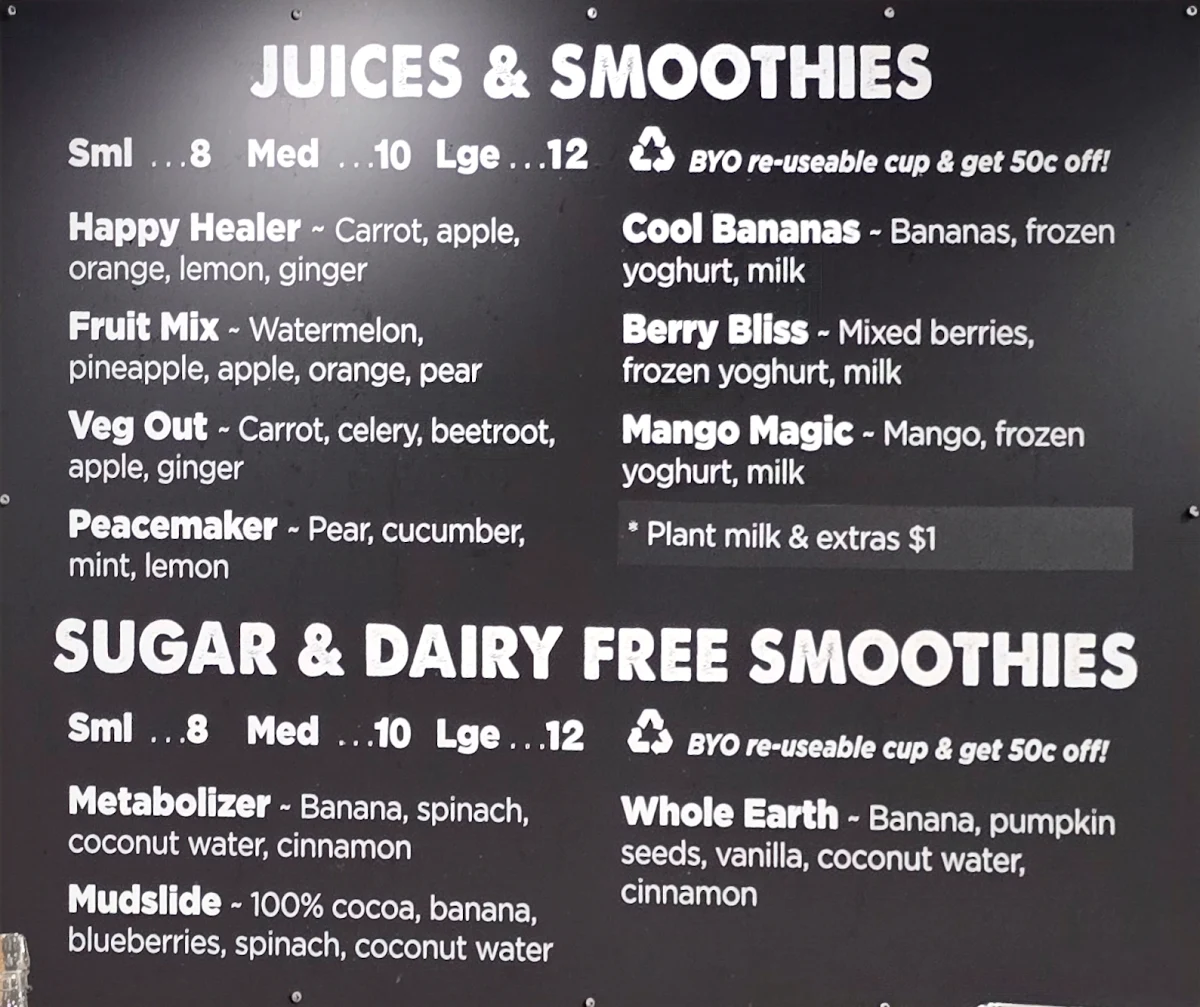Menu, The Happy Frog