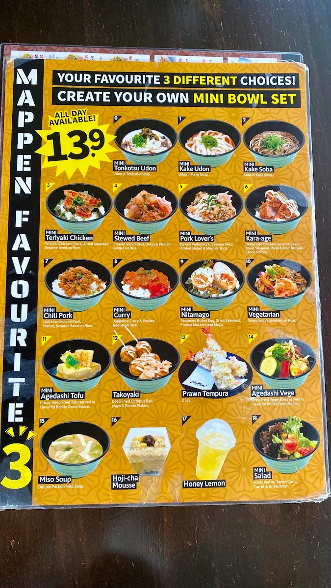 Menu, Mappen - Bondi Junction