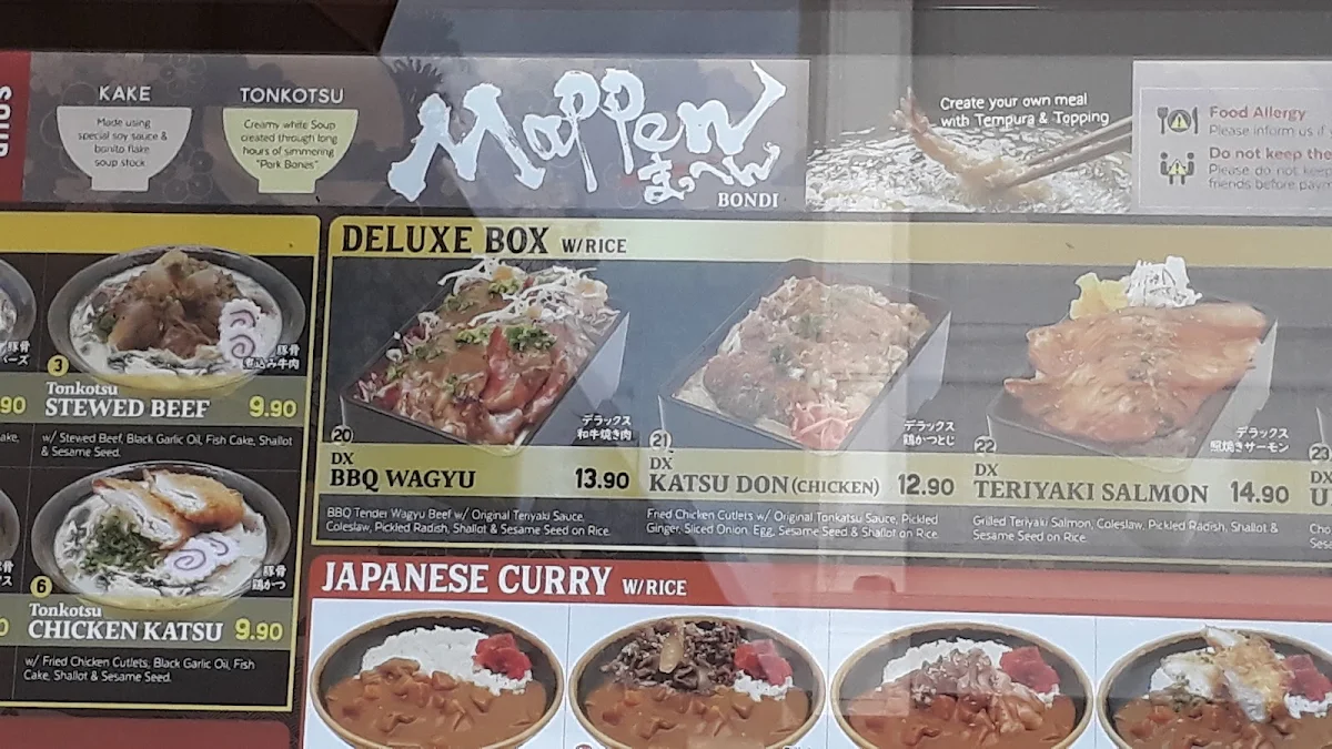 Menu, Mappen - Bondi Junction