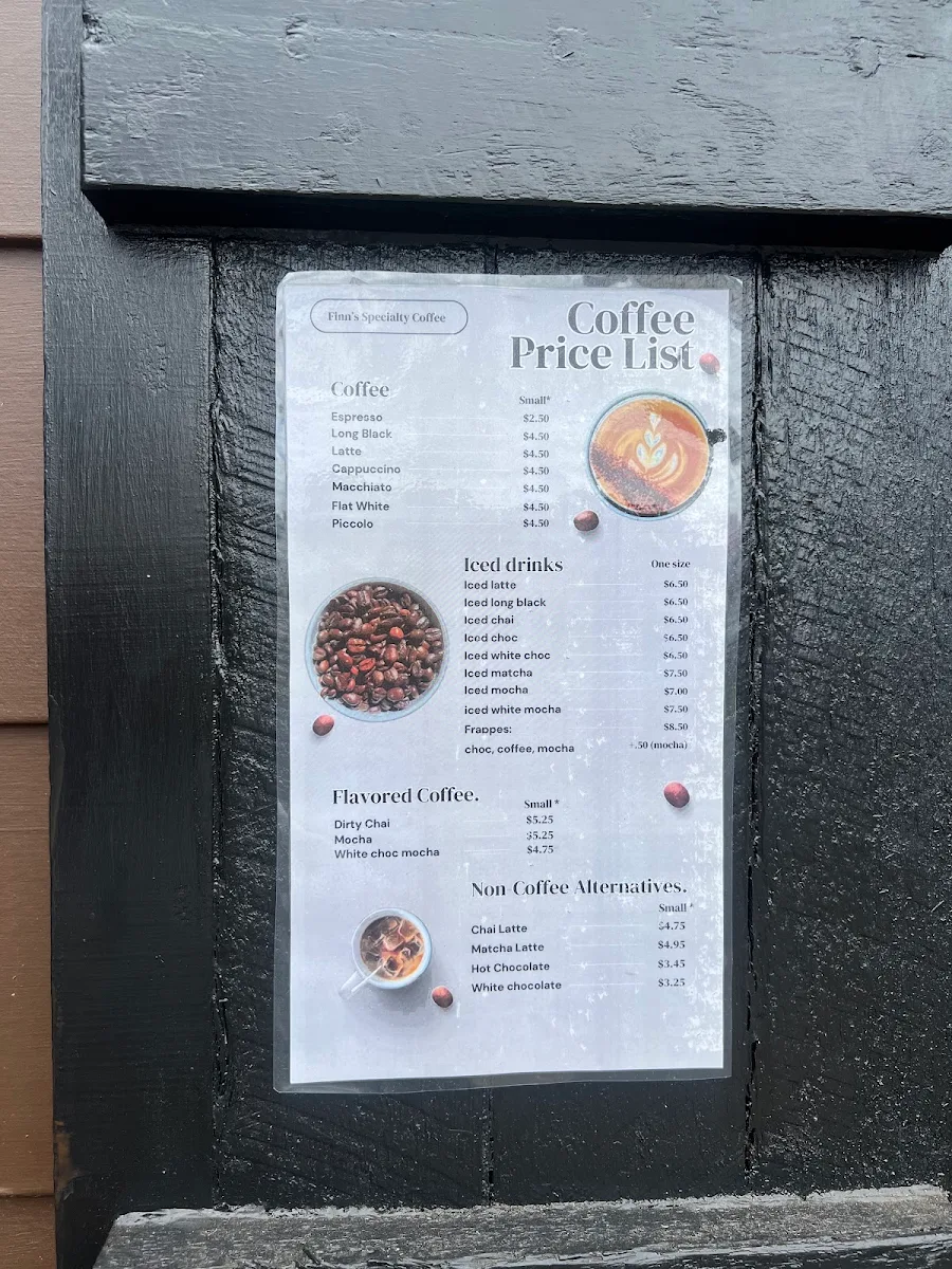 Menu, Finn’s Coffee