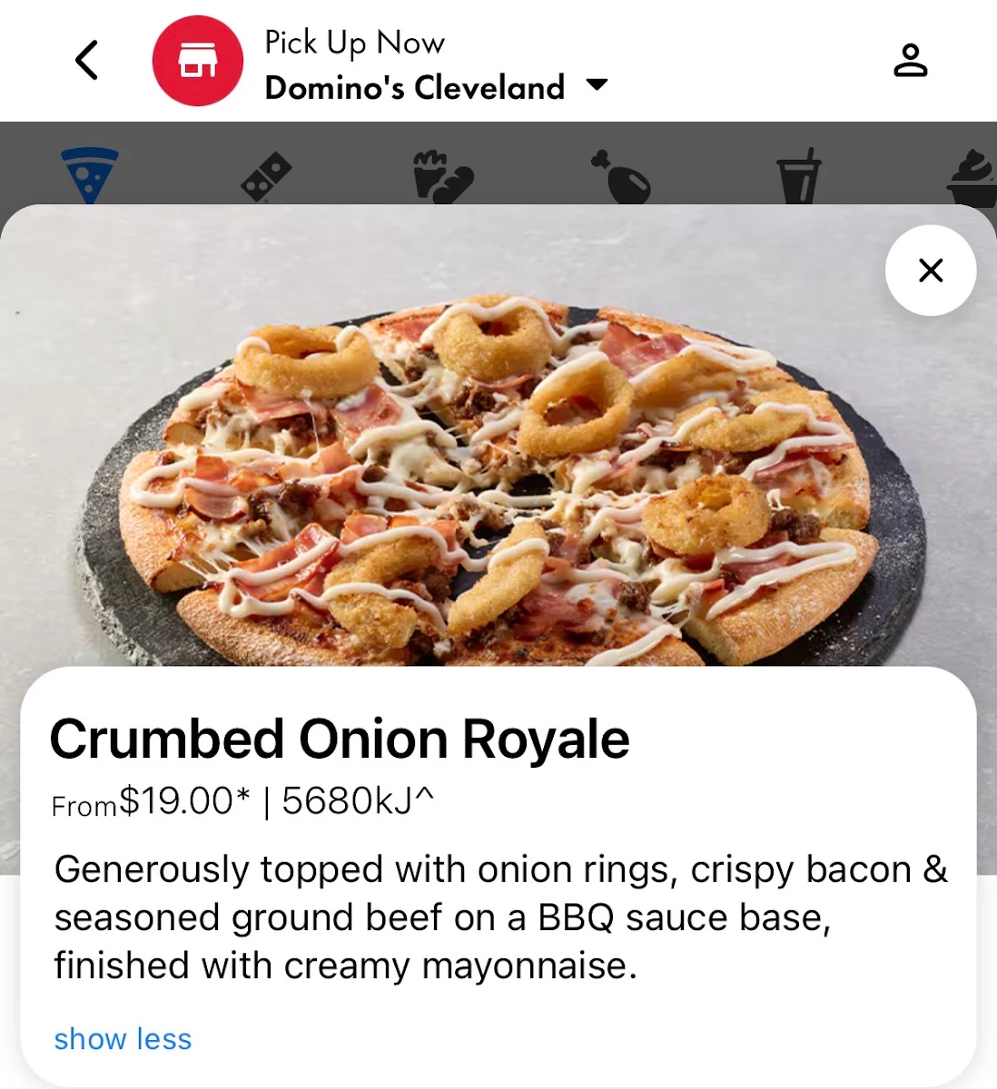 Menu, Domino's Pizza Cleveland