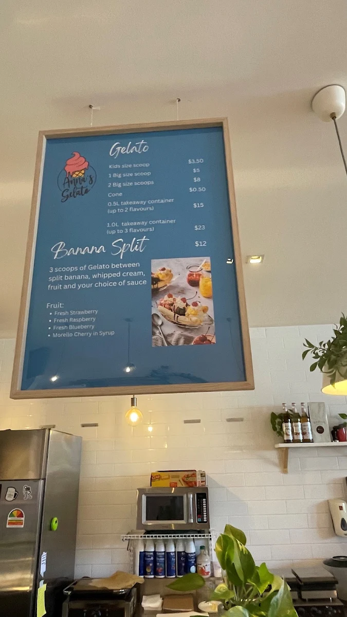 Menu, Anna’s Gelato