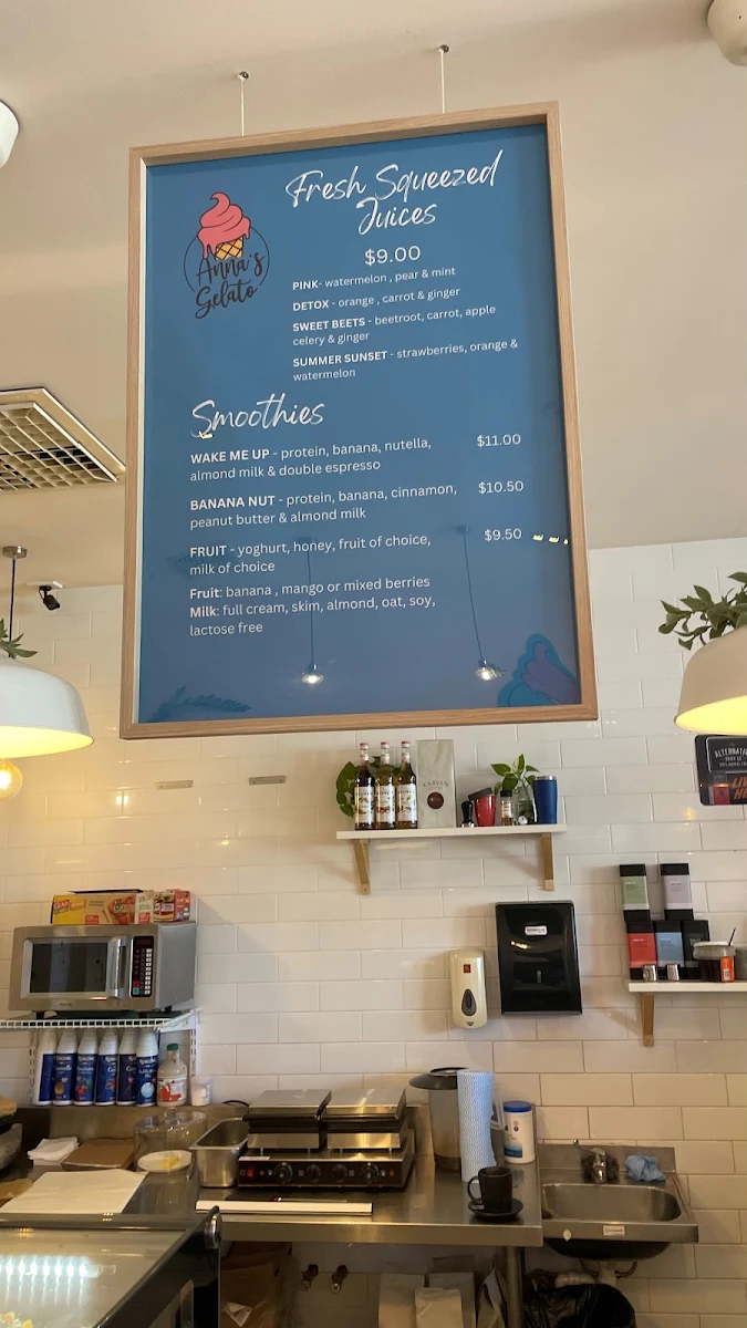 Menu, Anna’s Gelato