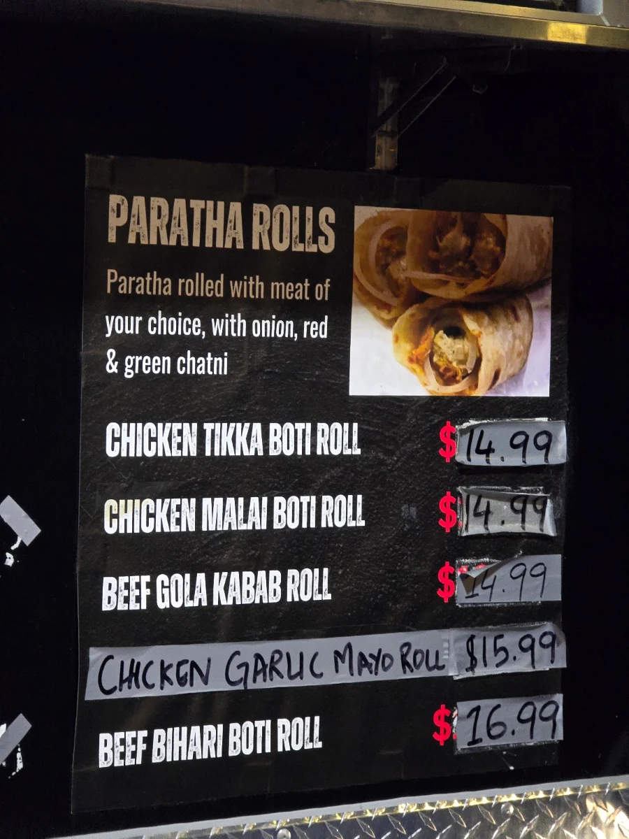 Menu, Kolachi Inn