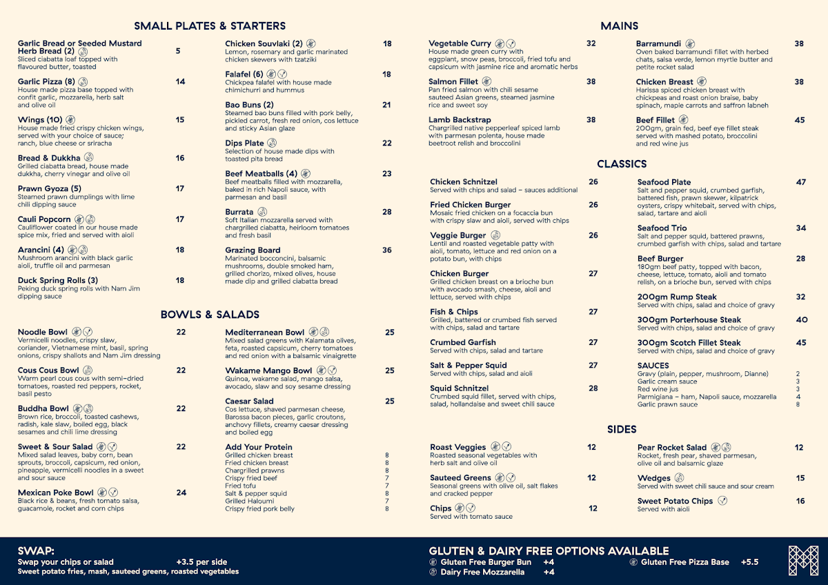 Menu, Mosaic Hotel