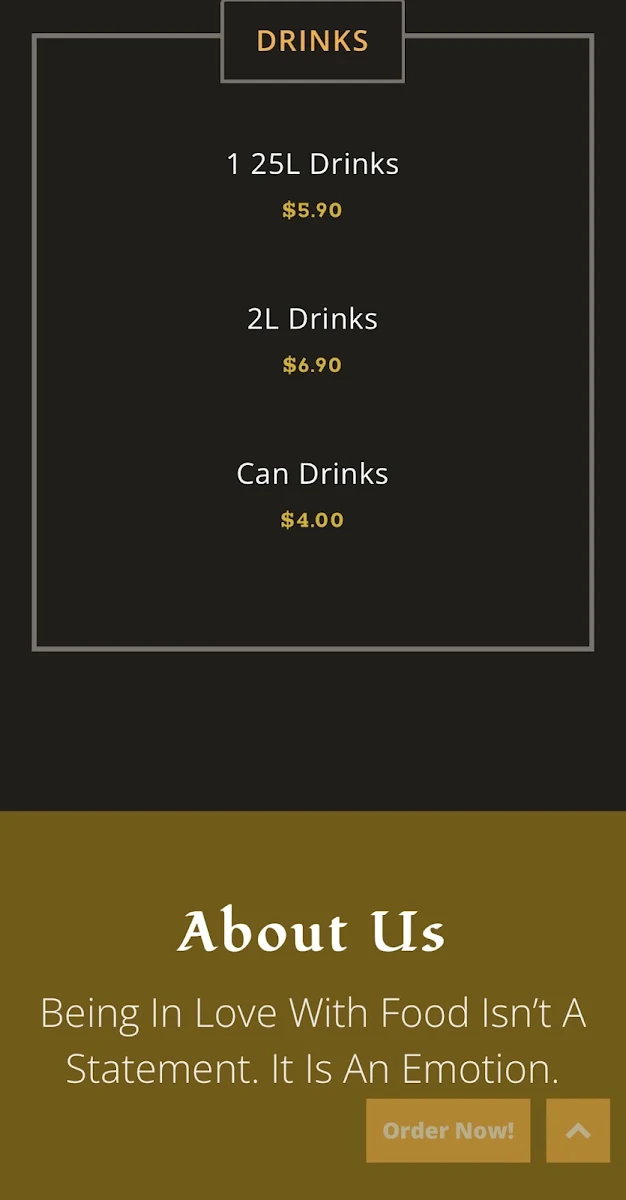 Menu, Levant Pizzeria