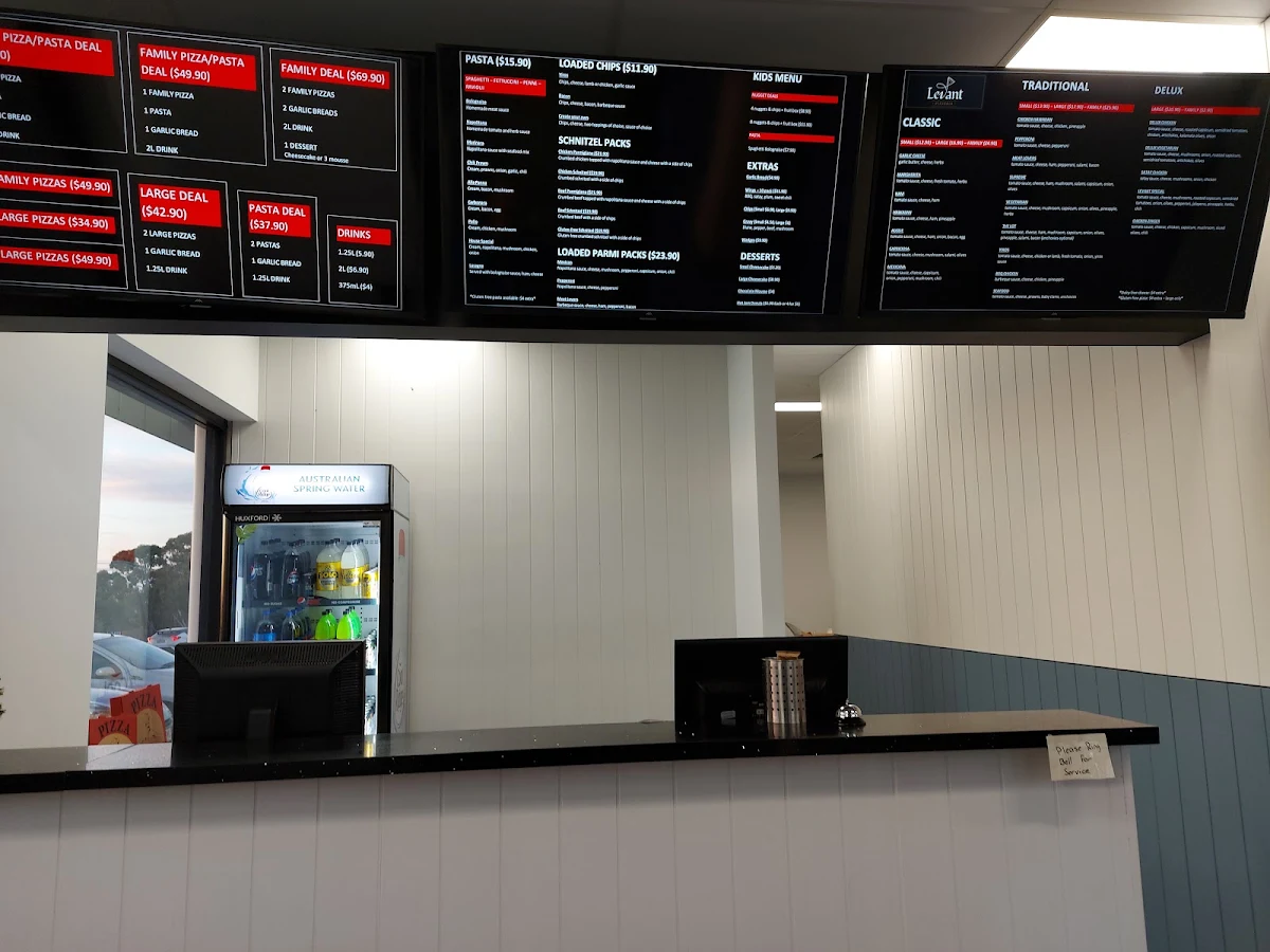 Menu, Levant Pizzeria