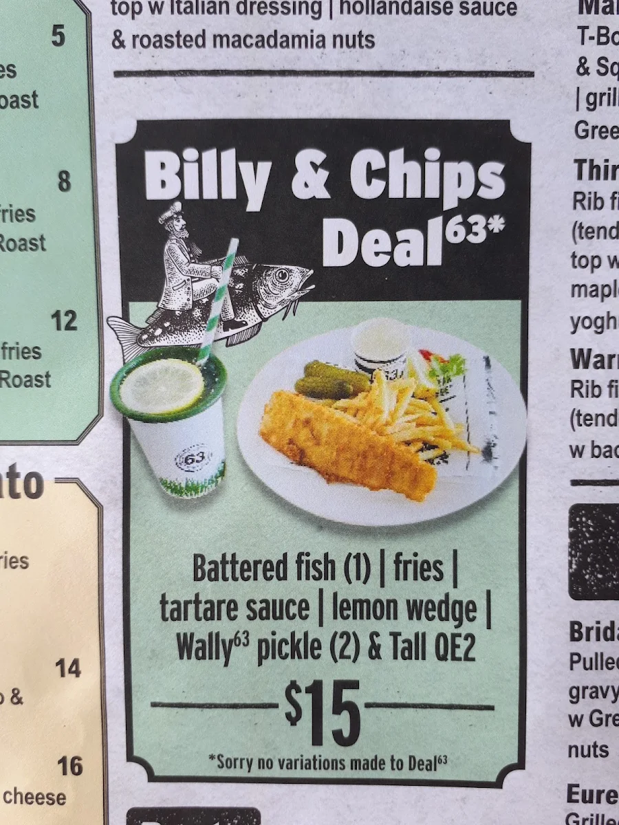 Menu, Cafe 63 Morayfield