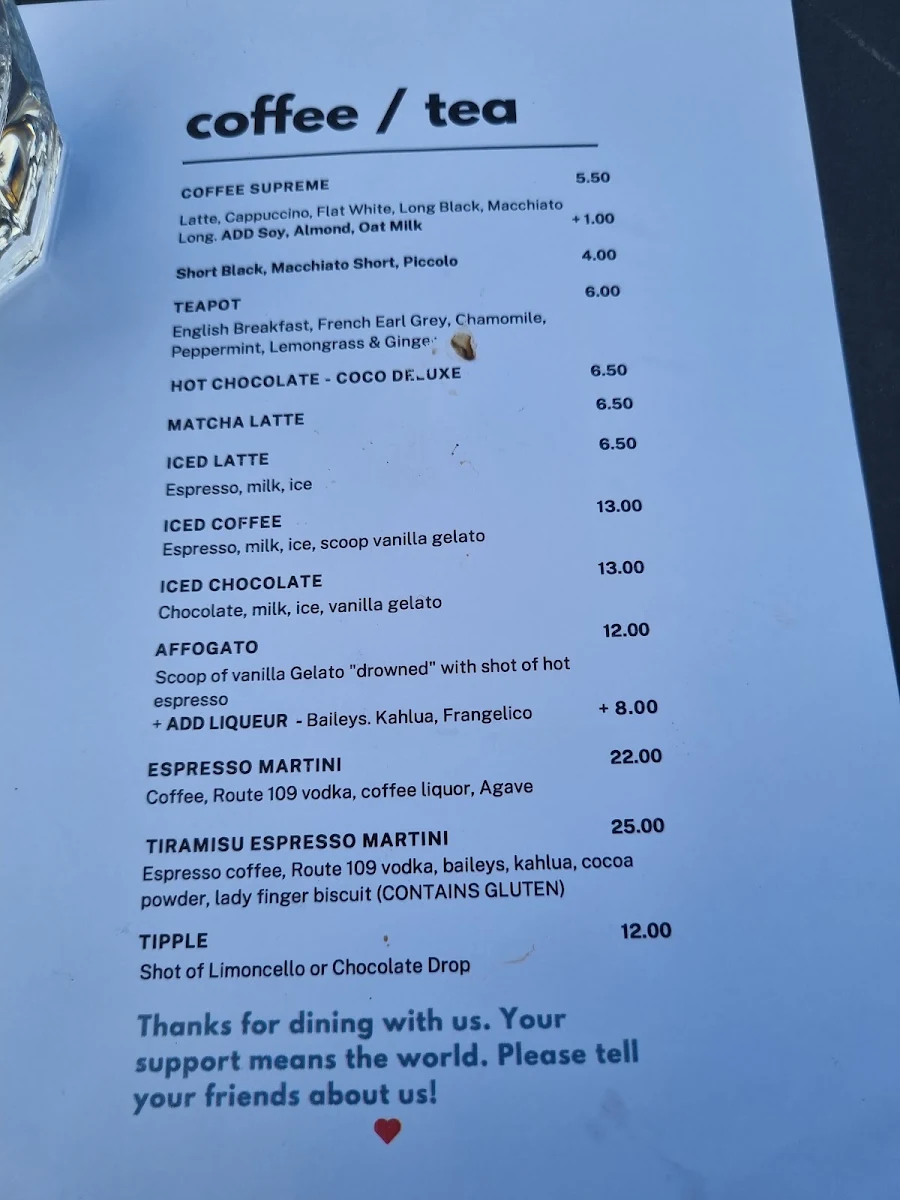 Menu, Campground Kitchen & Bar