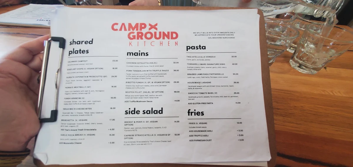 Menu, Campground Kitchen & Bar