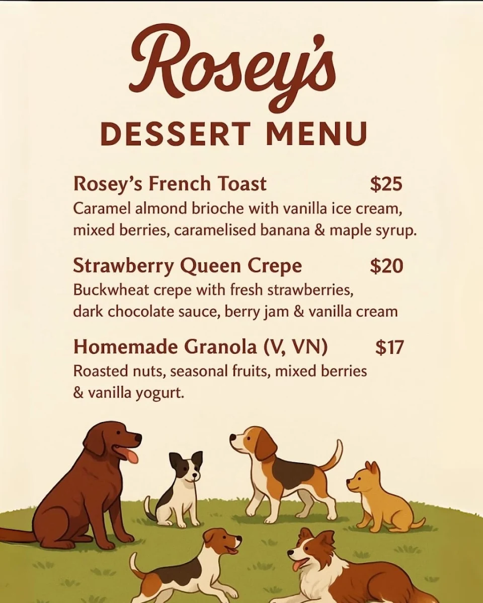 Menu, Rosey's Unley