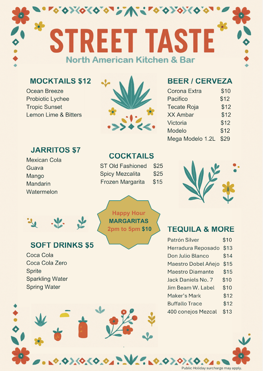Menu, Street Taste - Carlton