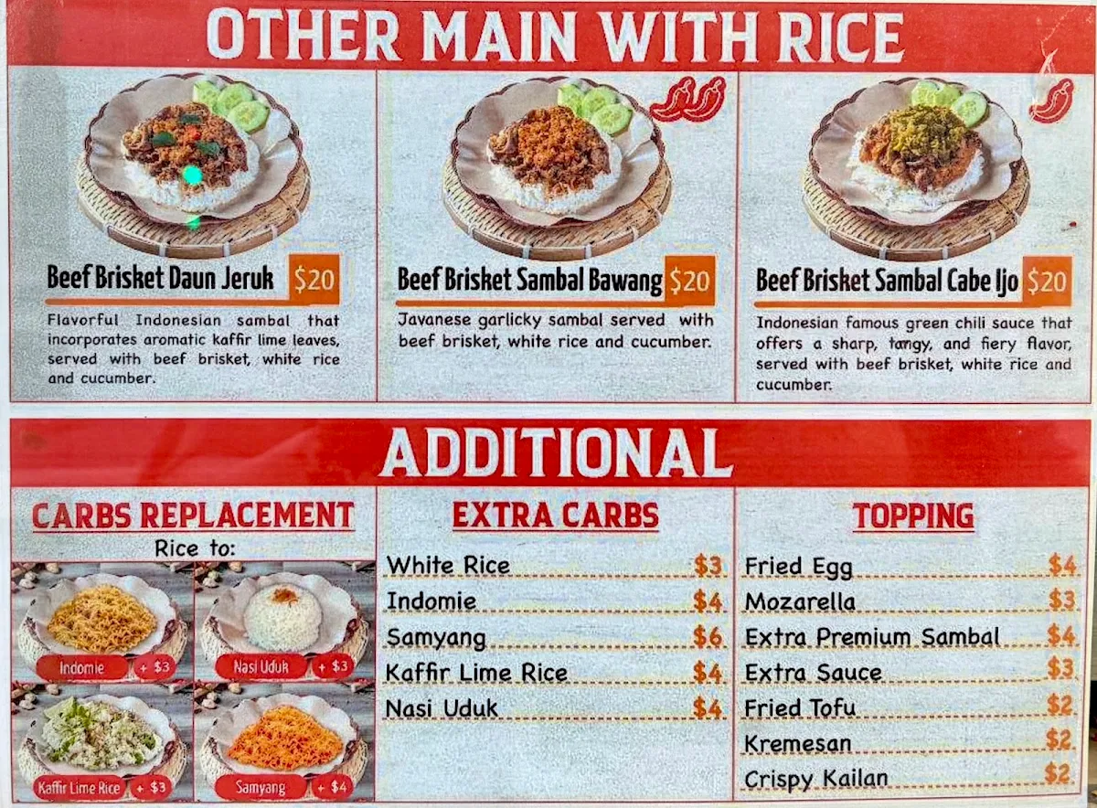 Menu, Geprek in Sydney (World Square)