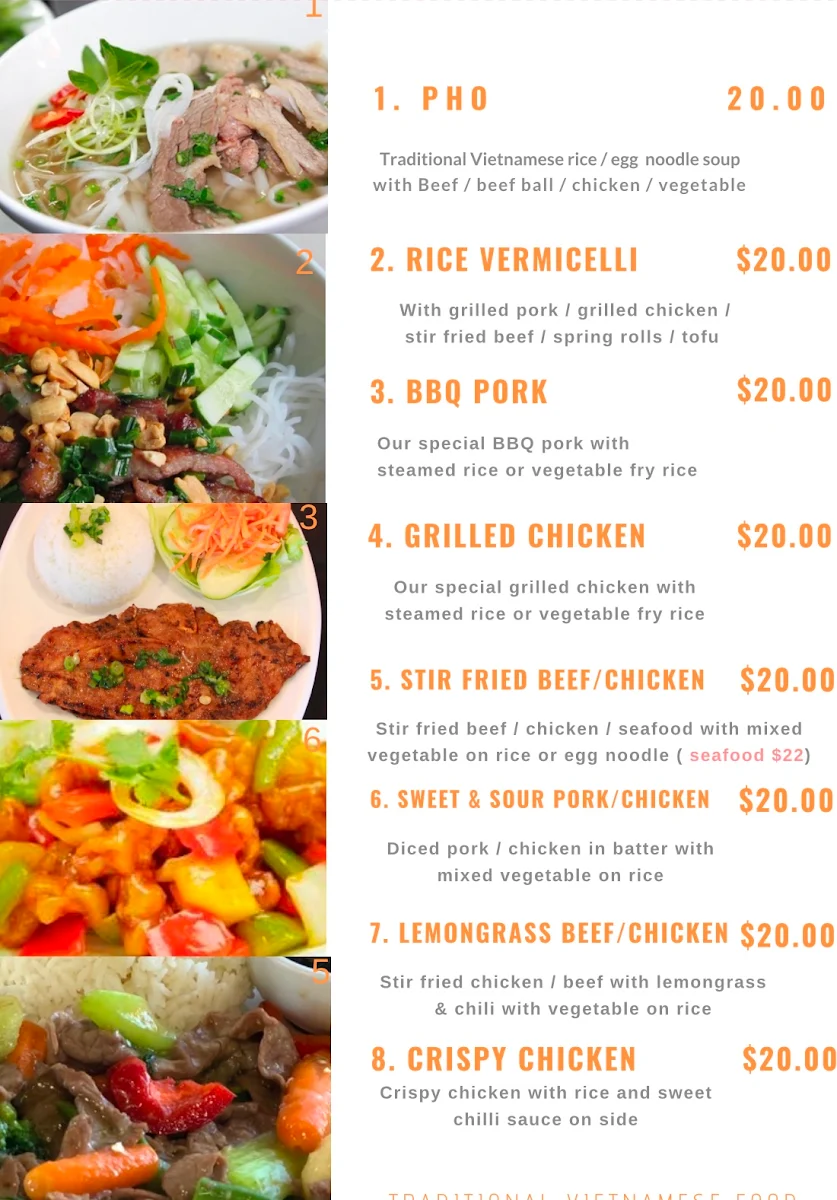 Menu, Melton Pho