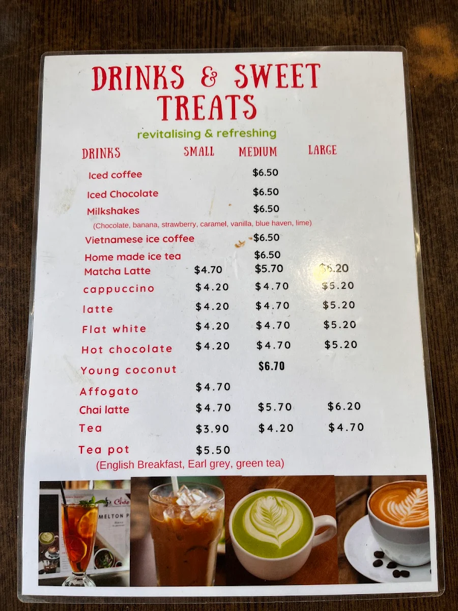 Menu, Melton Pho