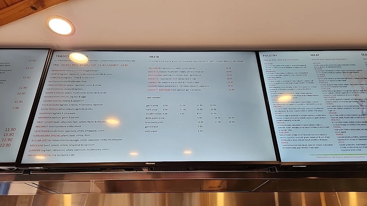 Menu, Creative Gourmet Pizza and Grill