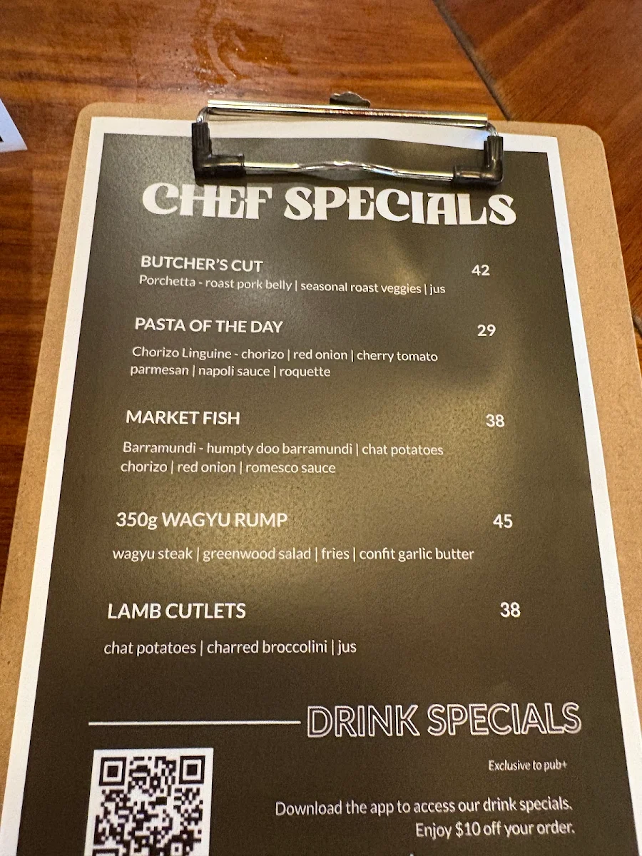 Menu, Greenwood Hotel