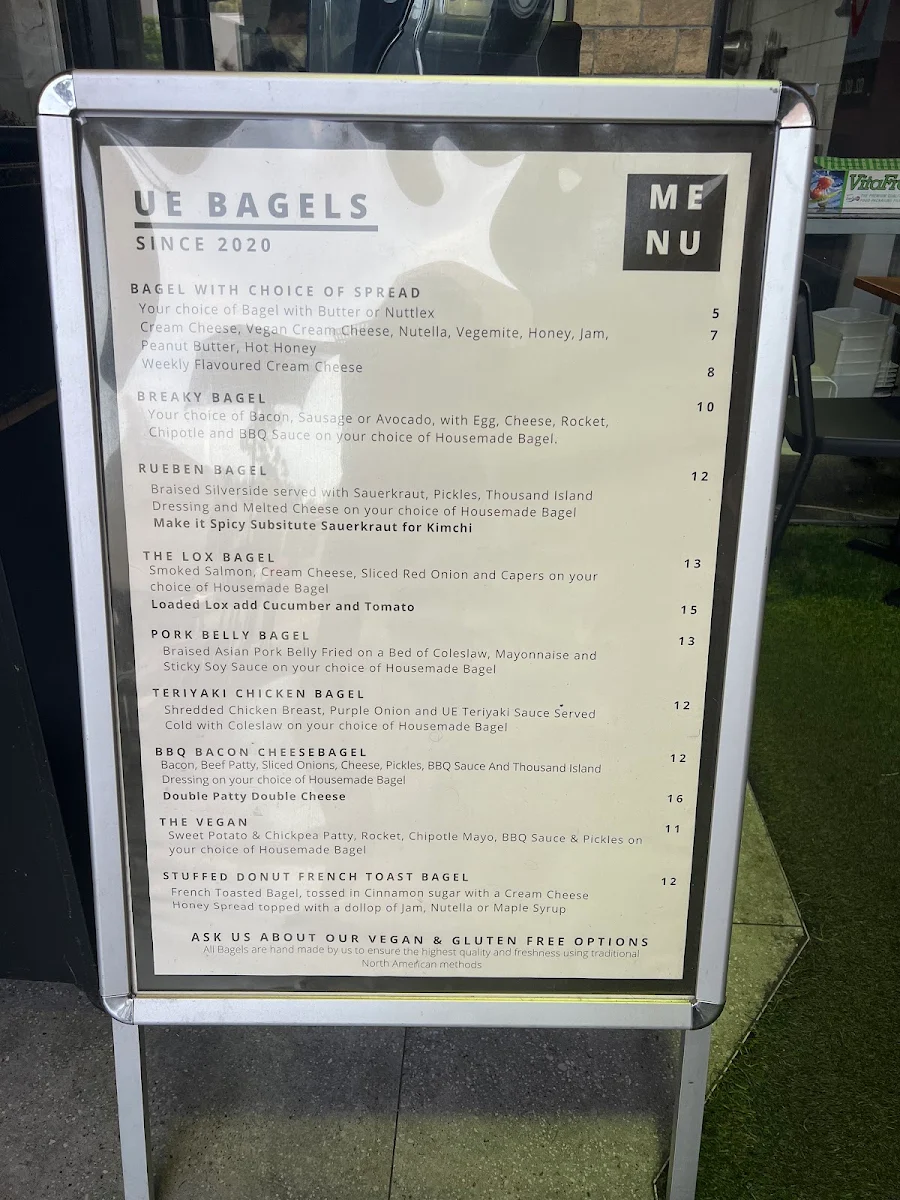 Menu, UE Bagels - Varsity Lakes