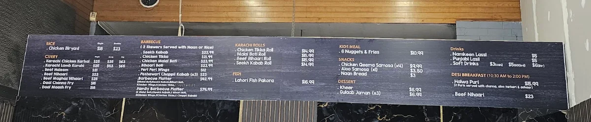 Menu, KARACHI BAITHAK