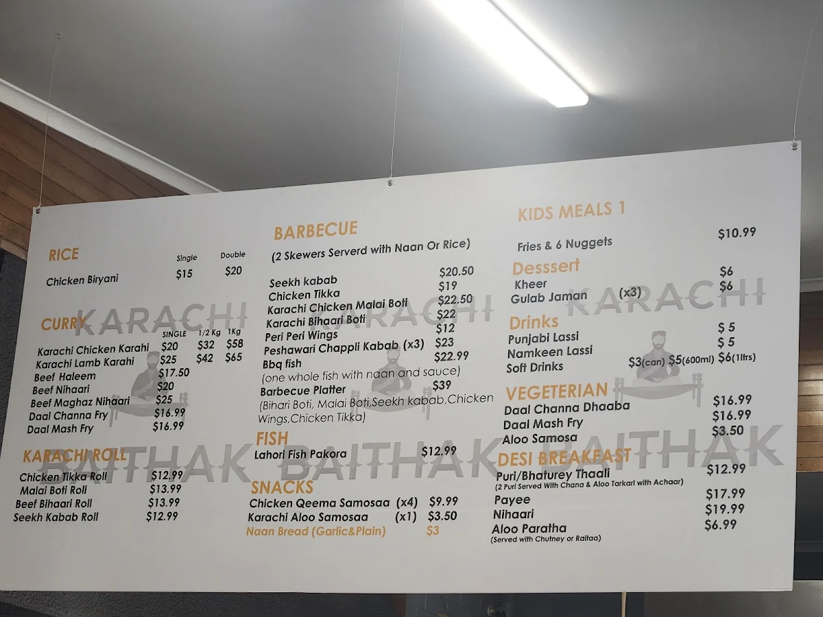 Menu, KARACHI BAITHAK