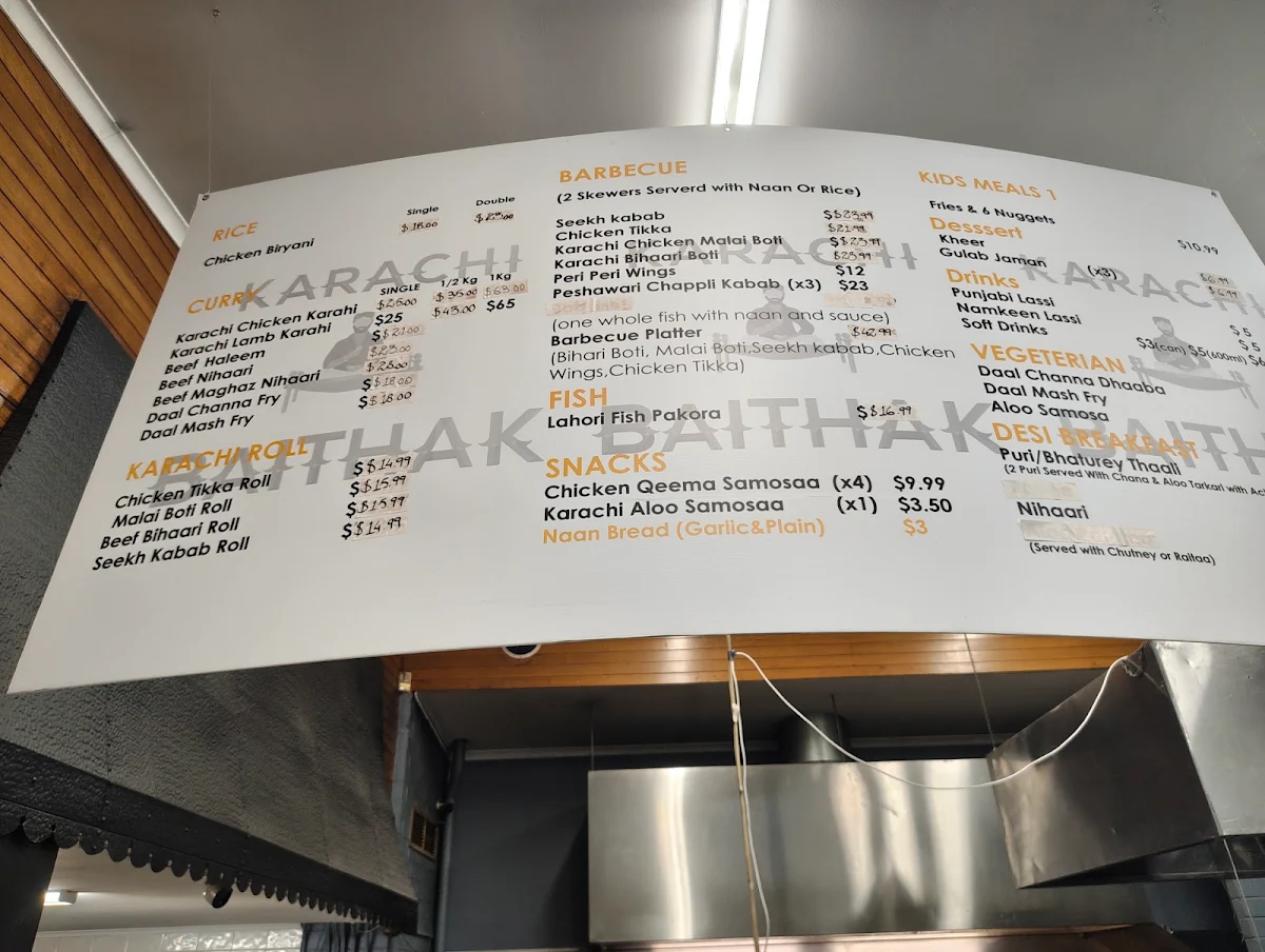 Menu, KARACHI BAITHAK