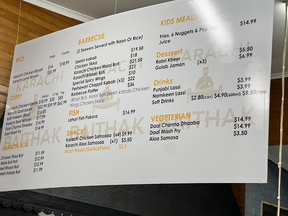 Menu, KARACHI BAITHAK