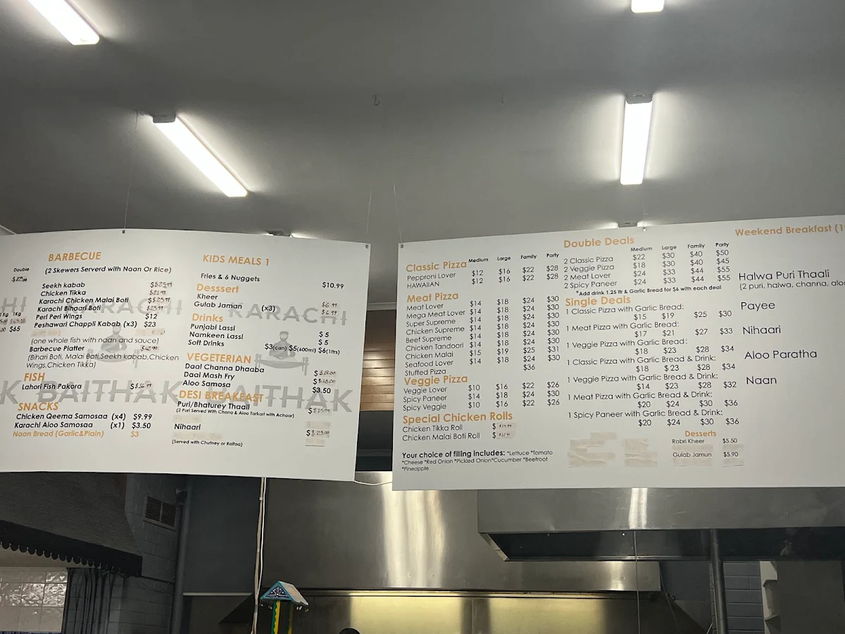 Menu, KARACHI BAITHAK