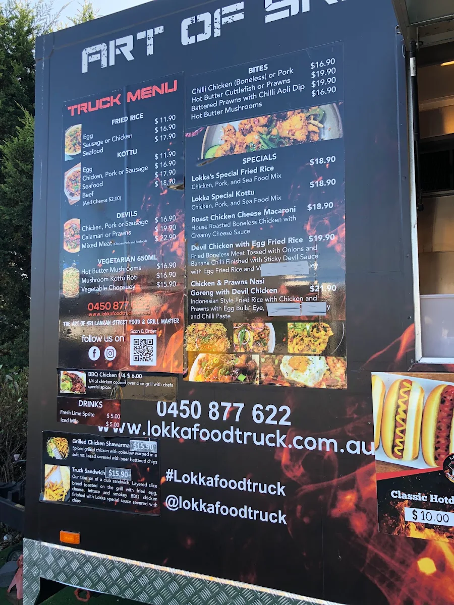 Menu, Lokka Food Truck