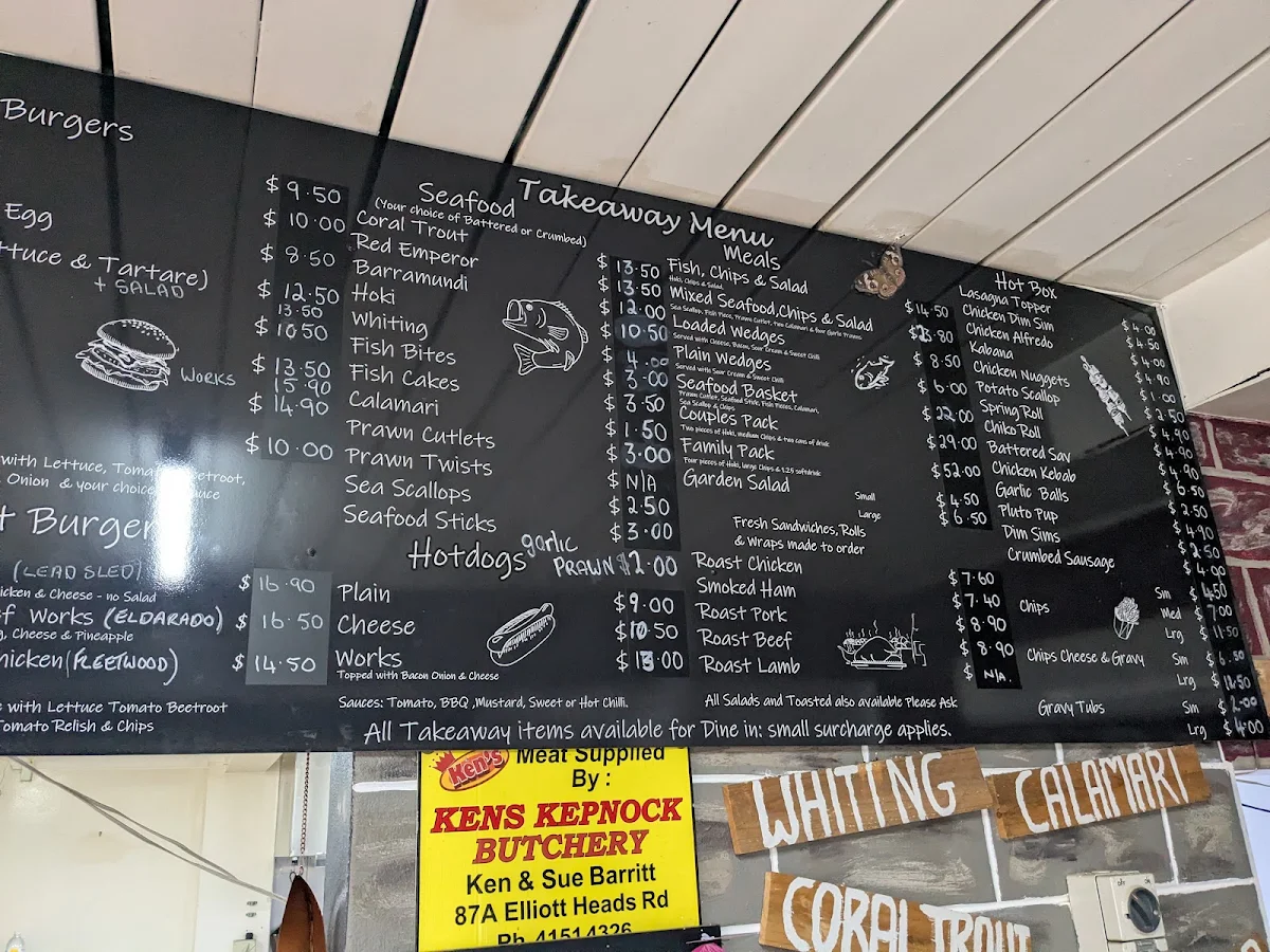 Menu, Earth and Sea Cafe