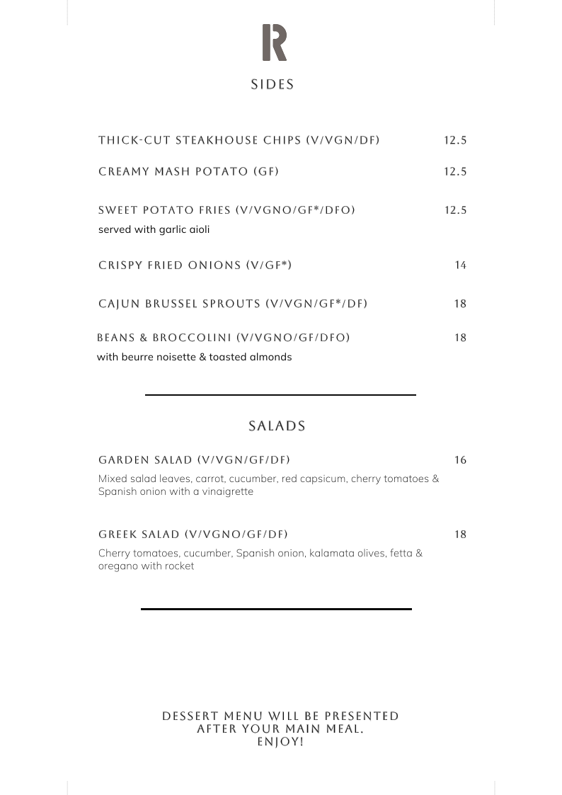 Menu, Rare Steakhouse Midtown