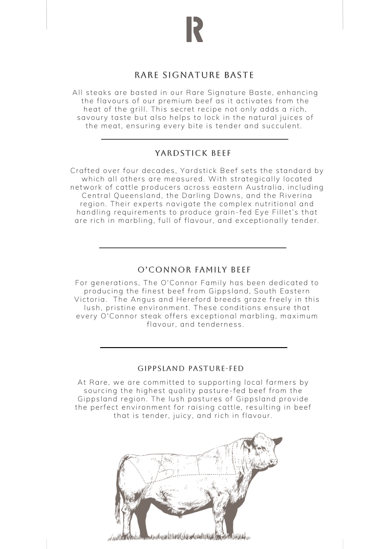Menu, Rare Steakhouse Midtown
