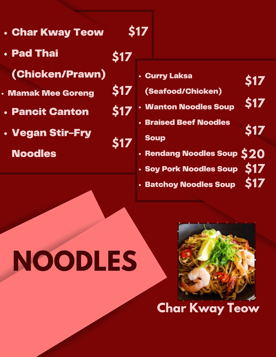 Menu, ALT WA Reschowrant