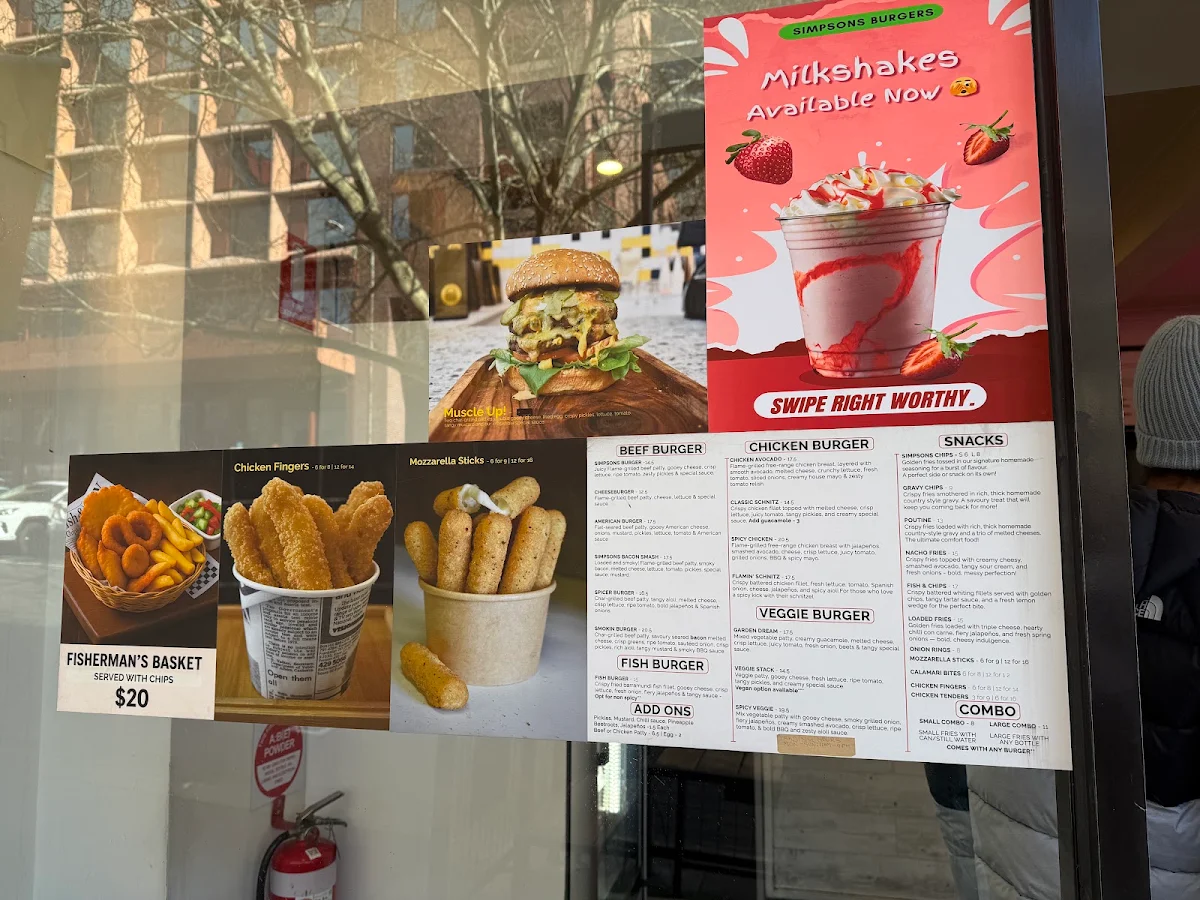 Menu, SIMPSONS BURGERS (MELBOURNE)