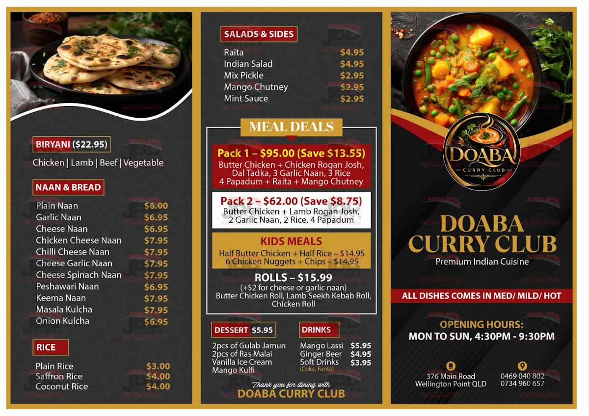 Menu, Doaba curry club