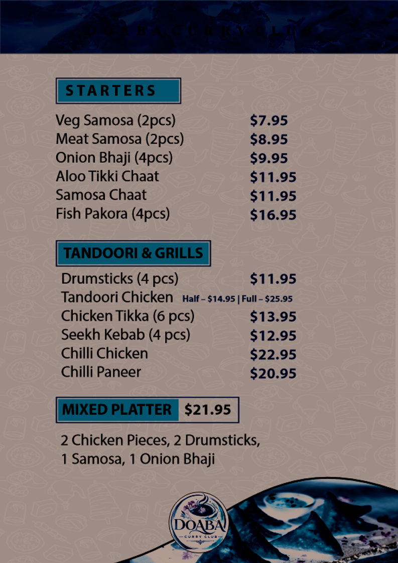 Menu, Doaba curry club