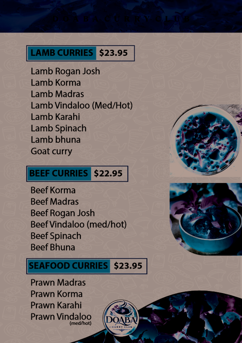 Menu, Doaba curry club