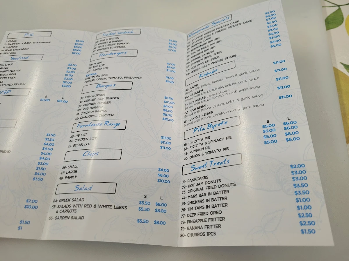 Menu, Ola. Fish & Chips